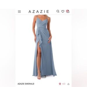 Azazie Emerald Dusty Blue Bridesmaid Dress